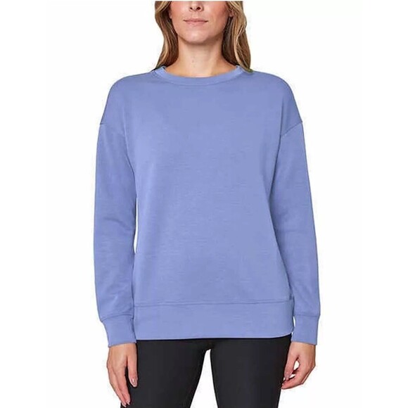 Mondetta Women's M Drop Shoulders Scuba Crewneck Relaxed Sweatshirt Stretch Blue - Picture 2 of 11
